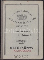 cca 1942. A Magyar Királyi Postatakarékpénztár betétkönyve; Budapest
