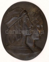 'Raffaello e Fornarina' feliratú fém plakett, 13,5×11 cm