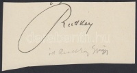 Ruttkay György (1898-1974) festőművész. Az európai avantgárd jellegzetességeit olvasztotta bele saját stílusába úgy, hogy életműve mégis sajátos és egyéni tudott lenni.
Aláírás kivágáson.
