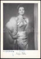 Nadja Tiller német színésznő (1929-) saját kezű aláírása az őt ábrázoló fotón /
autograph signature.