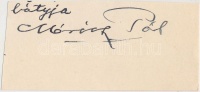 Móricz Pál (1870-1936) író, újságíró, a Petőfi Társaság tagja.
Aláírás kivágáson.