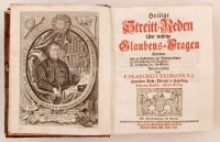 Neumayr, Franz: Heilige Streitt-Reden uber wichtige Glaubens-Fragen. 2. köt. Augsburg - München - Ingolstadt, 1766, Franz Xaver. Kopott, aranyozott gerincű bőrkötésben, egyébként jó állapotban. /

In a bit worn out, leather