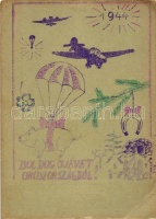 5 db II. világháborús magyar képeslap és egyedi készítésű tábori levelezőlap / 5 Hungarian Feldpost cards from WWII era, including handmade pieces