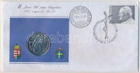 1991. 100Ft 'II. János Pál pápa magyarországi látogatása' érmés borítékban első napi bélyegzős bélyeggel bontott eredeti csomagolásban T:1