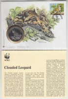 Malajzia 1986. '30 éves a WWF / Ködfoltos párduc' WWF fém emlékérem borítékon bélyeggel, bélyegzéssel és angol nyelvű tájékoztatóval  T:PP
Malaysia 1986. '30th Anniversary WWF / Clouded leopard' WWF coin letter with stamp and