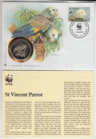 St. Vincent 1986. '30 éves a WWF / Királyamazon' WWF fém emlékérem borítékon bélyeggel, bélyegzéssel és angol nyelvű tájékoztatóval T:PP
St. Vincent 1986. '30th Anniversary WWF / Saint Vincent Amazon' WWF coin letter with stamp