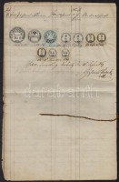 1869 Többoldalas leltár 20Fl + 10Fl + 6Fl + 2x 50kr + 3x 12kr + 2x3kr illetékbélyegekkel klf kiadásokból