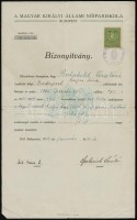 1934 Rotschild Lászlóné kesztyűkészítő bizonyítványa