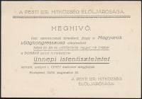 1929 Magyarok Világkongresszusa alkalmából tartott ünnepi istentisztelet meghívója a Dohány utcai zsinagógába.