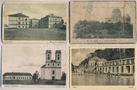 68 db RÉGI magyar és külföldi városképes lap, közte néhány litho üdvözlőlap; sok sérült lappal / 68 pre-1945 Hungarian and European town-view postcards with a few litho greeting cards; damaged condition