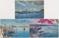 54 db régi képeslap hajókkal / 54 pre-1945 postcards with ships