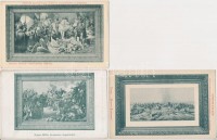 5 db RÉGI magyar történelmi motívumlap Könyves Kálmán Magyar Irodalmi és Könyvkereskedési rt. reklámjával. Hátoldalon rendelőlap / 5 pre-1945 Hungarian historical motive cards with book shop's advertisement. Order form on the backsides