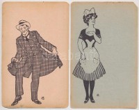 Nemzetközi Világposta Levelezőlap. Nyomtatta és kiadja Kner Izidor Gyomán. 3. sorozat / Hungarian greeting postcard - 2 db régi képeslap / 2 pre-1905 postcards