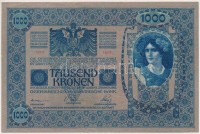 1902. 1000K piros 'Deutschösterreich' felülbélyegzéssel, mindkét oldala német T:II