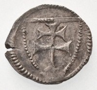 1290-1301. Denár Ag 'III. András' (0,34g) T:1-,2 peremén kis rep. R! /  Hungary 1290-1301. Denar Ag 'Andrew III' (0,34g) C:AU,XF small crack on edge R! Huszár: 426., Unger I.: 324.