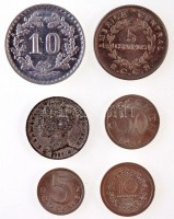 Vegyes 5db-os osztrák, spanyol és costa ricai minipénz tétel + Svájc 1979. 'AG SIGG FRAUENFELD 1979' fém zseton T:1-,2Mixed 5pcs of Austrian, Spanish and Costa Rican miniature coins + Switzerland 1979. 'AG SIGG FRAUENFELD 1979' jeton C:AU,XF