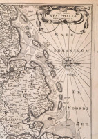 cca 1650 Nova Totius Westphaliae descriptio. Westfalia térképe. Amsterdam, de Wit. Rézmetszet, Szélén szakadásokkal / Map of Westphania. Etching. With tears at the sides. 59x51 cm