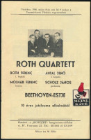 1936 'Koncert' Hangversenyvállalat Rt. műsorfüzete. Benne: Roth-Quartet Beethoven-estéjével, 1936. máj. 8., valamint Hubermann, Földes Andor, Bruno Walter és mások koncertjeivel. A borítón Meinl Kávé címkékkel.