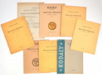 Kodály Zoltán: Magyar népzene énekhangra, zongorára. I-II., IV-V.,VII-VIII.,X-XI. Kotta. Bp.-Wien,1925-1955-1987,Zeneműkiadó-Editio Musica-Universal Edition. Közte 1 db, 1925-ös bécsi kiadás, a többi modern kiadások.