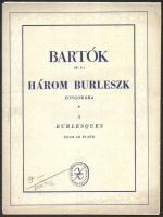 Bartók Béla 4 műve:Mikrokozmosz zongorára. I.; Vázlatok zongorára Op. 9.; Három burleszk zongorára. Op. 8.; Két kép. Kotta. Bp.,1952-1954,Zeneműkiadó.