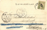 1903 Abony, Építendő új városháza, Varjasi Péter szatócs, Lovassy Géza szabó, Karikás Andor, Kakas Márton, Váradi Árpád, Sándy Gyula üzlete (kopott sarkak / worn corners)