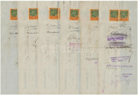 1925-1937. 10db-os vegyes kitöltött váltó tétel bélyegzésekkel és illetékbélyegekkel, közte 4db szentesi, a többi Budapest T:III