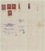 1925-1937. 10db-os vegyes kitöltött váltó tétel bélyegzésekkel és illetékbélyegekkel, közte 4db szentesi, a többi Budapest T:III