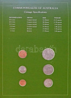 Ausztrália 1982-1983. 1c - 50c (6xklf), 'Coin Sets of All Nations' forgalmi szett felbélyegzett kartonlapon T:1,1- Australia 1982-1983. 1 Cent - 50 Cents (6xdiff) 'Coin Sets of All Nations' coin set on cardboard with stamp C:UNC, AU