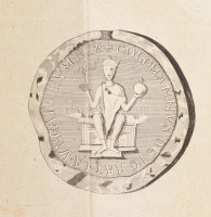 cca 1840 Könyves Kálmán oklevelének rézmetszetű facsimiléje József Nádor tiszteletére. Készítettet Horvát István történész .74x50 cm