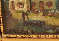 Villányi J. jelzéssel: Alpesi tájkép. Olaj, vászon. Sérült! 24x33cm