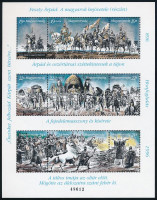 1975-1996 Bélyegnap (48.) teljes ív + Honfoglalás kori emlékek kisív + Feszty-körkép: A magyarok bejövetele blokk (10.000)