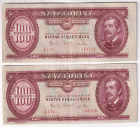 1980. 100Ft 'B588 100320, B588 100321' sorszámkövető (2x) T:II Adamo F37