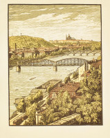 Cseh látképes fametszetek (Drazicky Hrad, Sternberk, Kutná Hora stb.), 6db. Széleken kisebb sérülések.