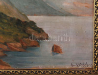 Basch Mihály (1899-?): Vízparti táj, 1926. Olaj, karton, jelezve jobbra lent, dekoratív fakeretben, 33×42 cm