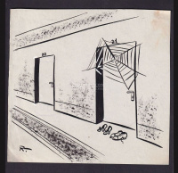 SZABAD SZÁJ KARIKATÚRA A lapban megjelent grafika , szignós tusraj 16*15cm 1946-51.