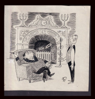RÉBER László / SZABAD SZÁJ KARIKATÚRA A lapban megjelent grafika , szignós tusraj 19*19cm 1946-51.