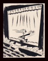 RÉBER László / SZABAD SZÁJ KARIKATÚRA A lapban megjelent grafika , szignós tusraj 19*16cm 1946-51.