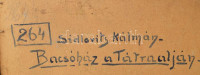 Sidlovits Kálmán (működött a XX. sz. első felében): Bacsóház a Tátraalján. Olaj, karton. Jelezve balra lent. Hátoldalán autográf felirattal. Apró felületi sérüléssel. Dekoratív, sérült fakeretben. 34,5x50 cm