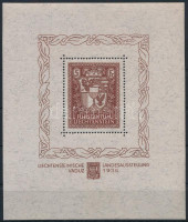 Liechtenstein 1934 Vaduz blokk Mi 1 postatiszta luxus példány (Mi EUR 2.000.-)